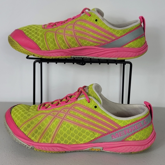 Merrell Vibram Yellow Pink J58096 Road Glove Dash 2 Running Shoes Women's Sz 8 - Picture 1 of 8